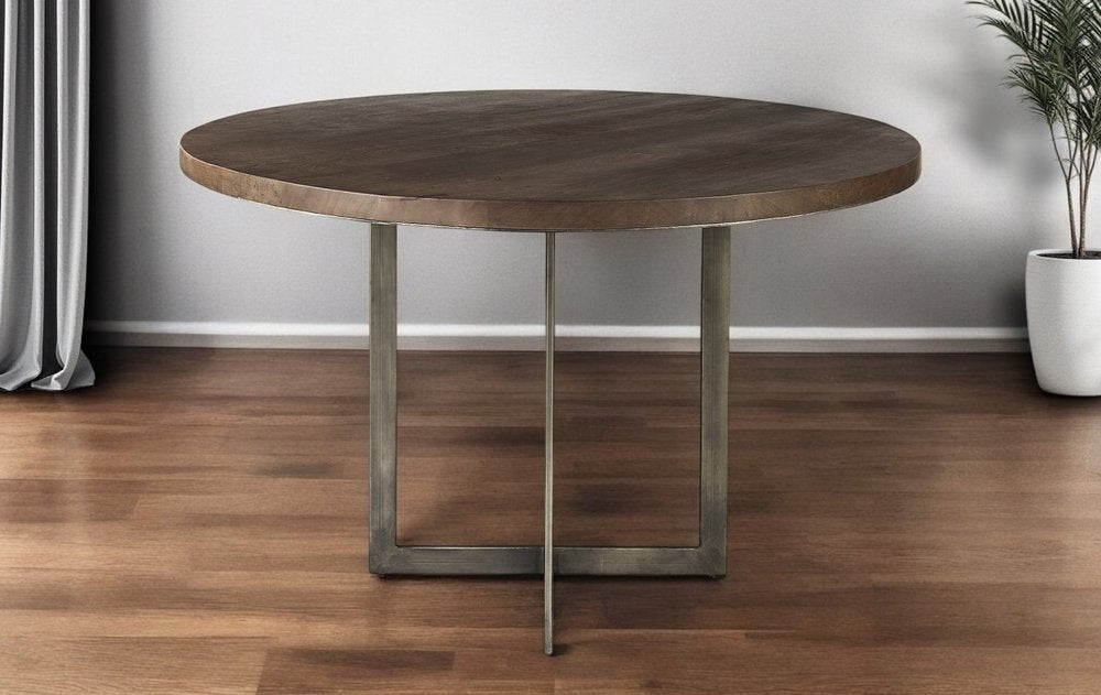 Brown and Gray Sled Base Dining Table - 48-inch