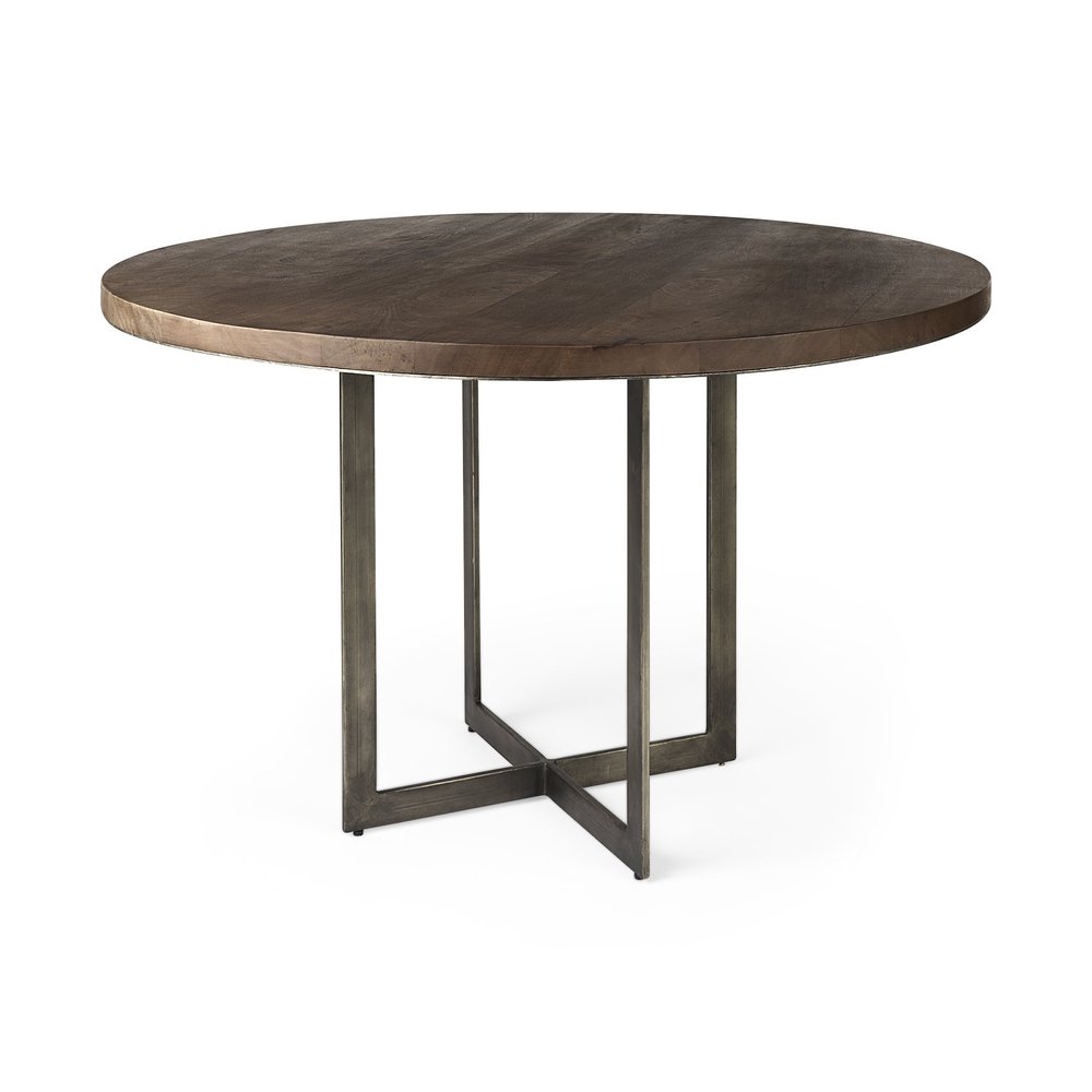 Brown and Gray Sled Base Dining Table - 48-inch