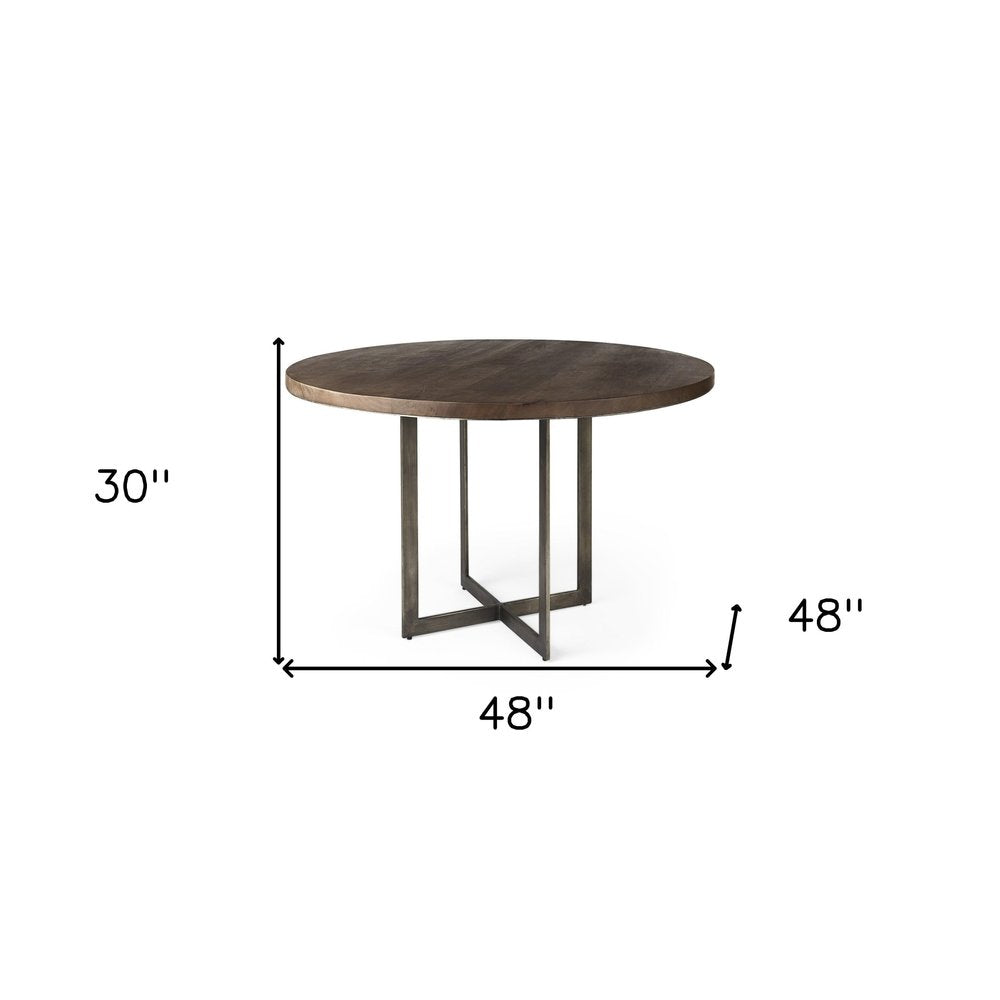 Brown and Gray Sled Base Dining Table - 48-inch