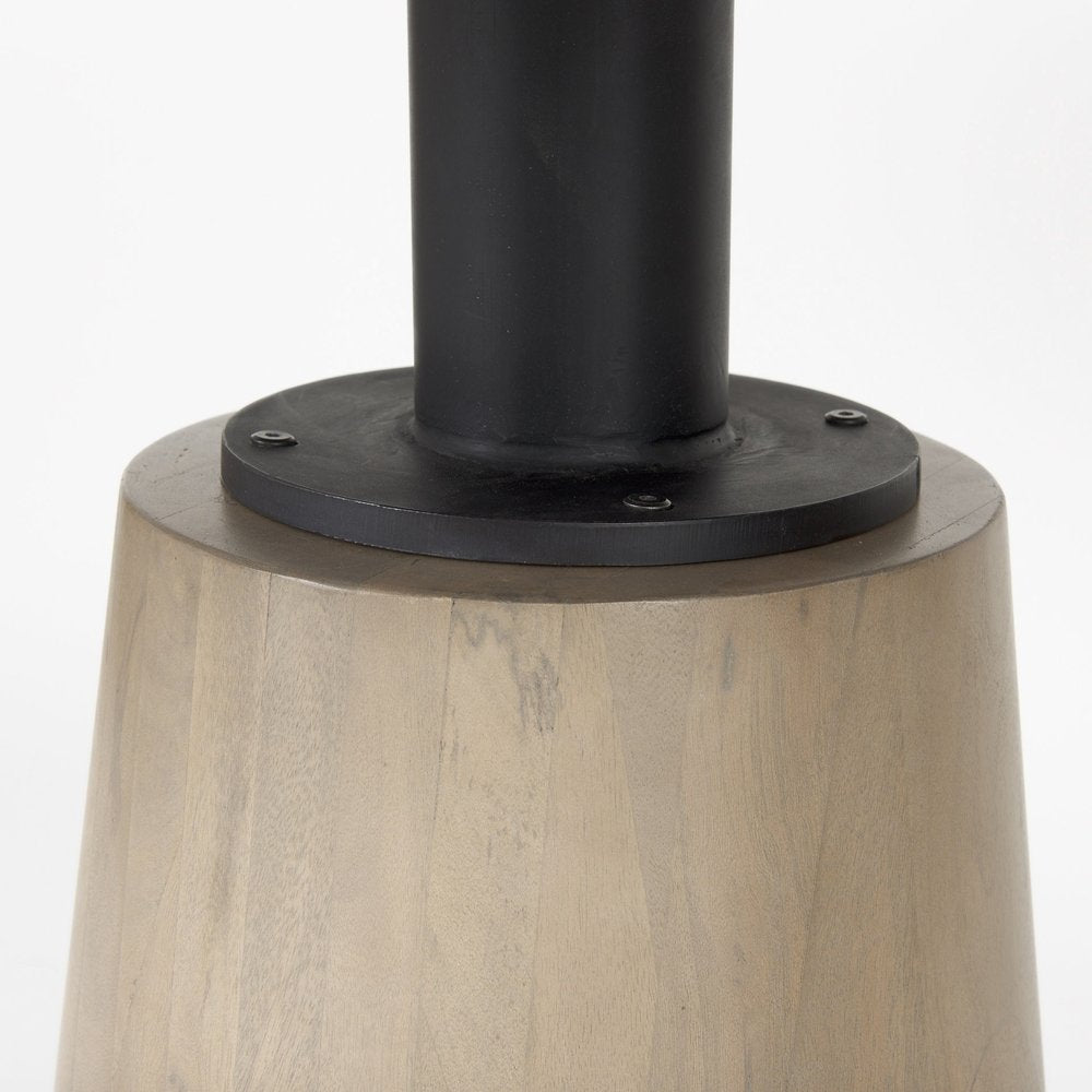 White and Natural Rounded Marble Pedestal Base Dining Table - 48-inch