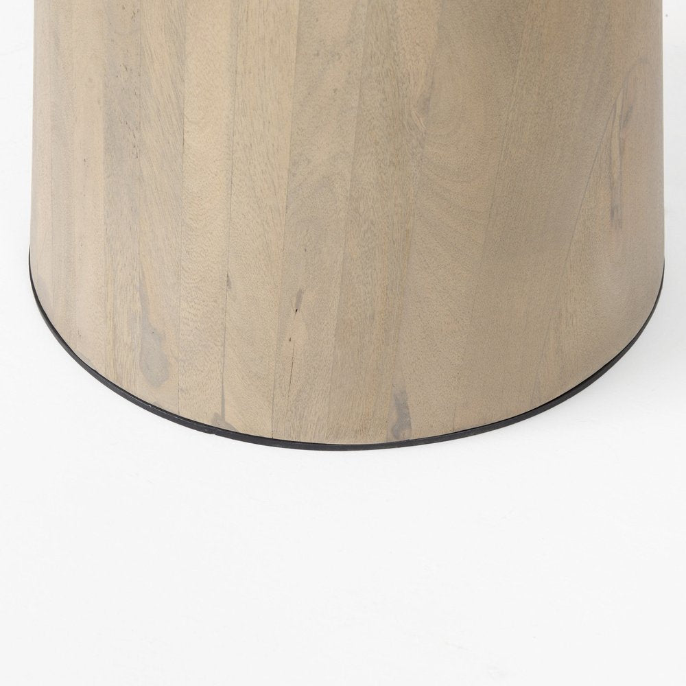 White and Natural Rounded Marble Pedestal Base Dining Table - 48-inch