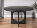 Black Rounded Solid Wood Pedestal Base Dining Table - 54-inch