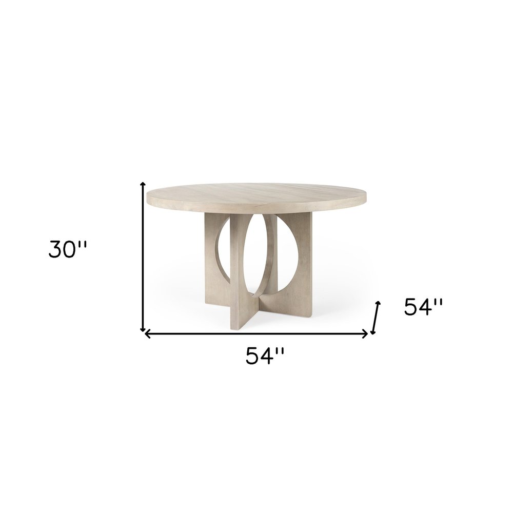 Natural Rounded Pedestal Base Dining Table - 54-inch