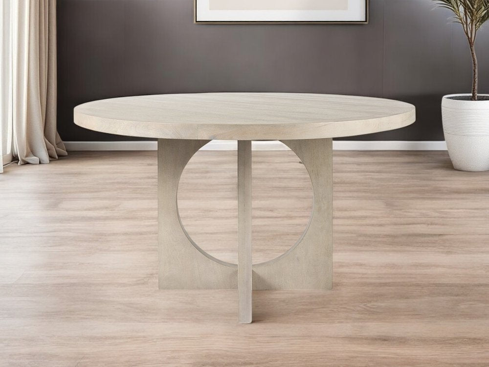 Natural Rounded Pedestal Base Dining Table - 54-inch