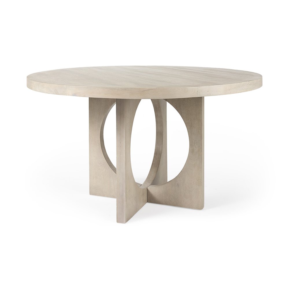 Natural Rounded Pedestal Base Dining Table - 54-inch