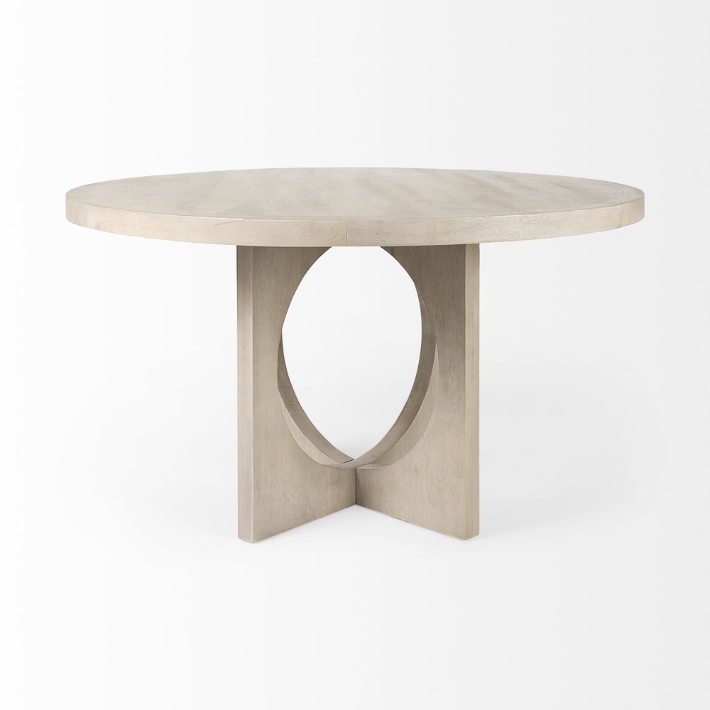 Natural Rounded Pedestal Base Dining Table - 54-inch