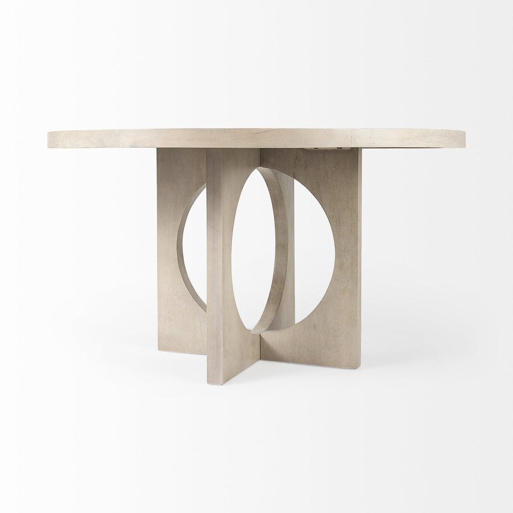 Natural Rounded Pedestal Base Dining Table - 54-inch