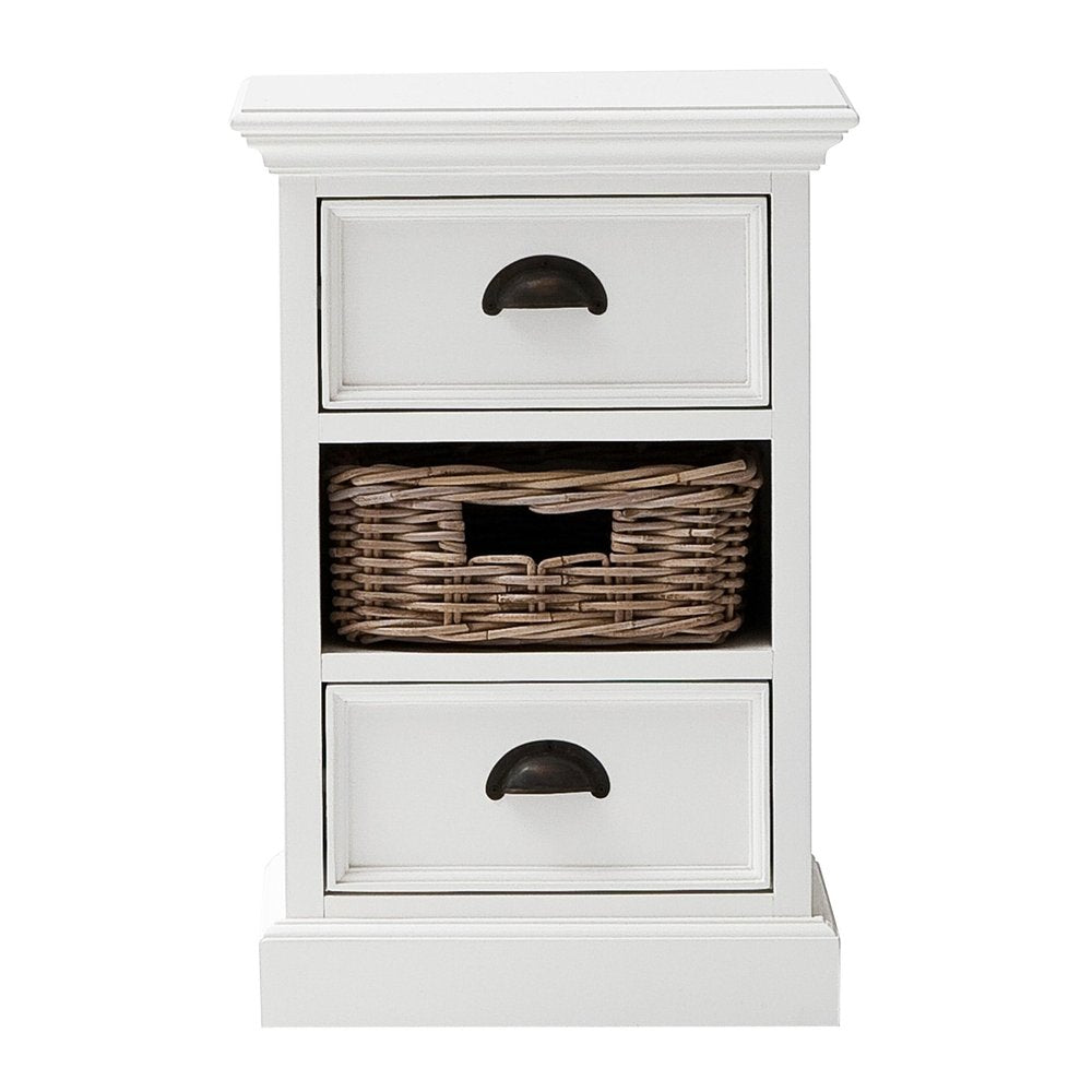 White Solid Wood Two Drawer Nightstand - 24-inch