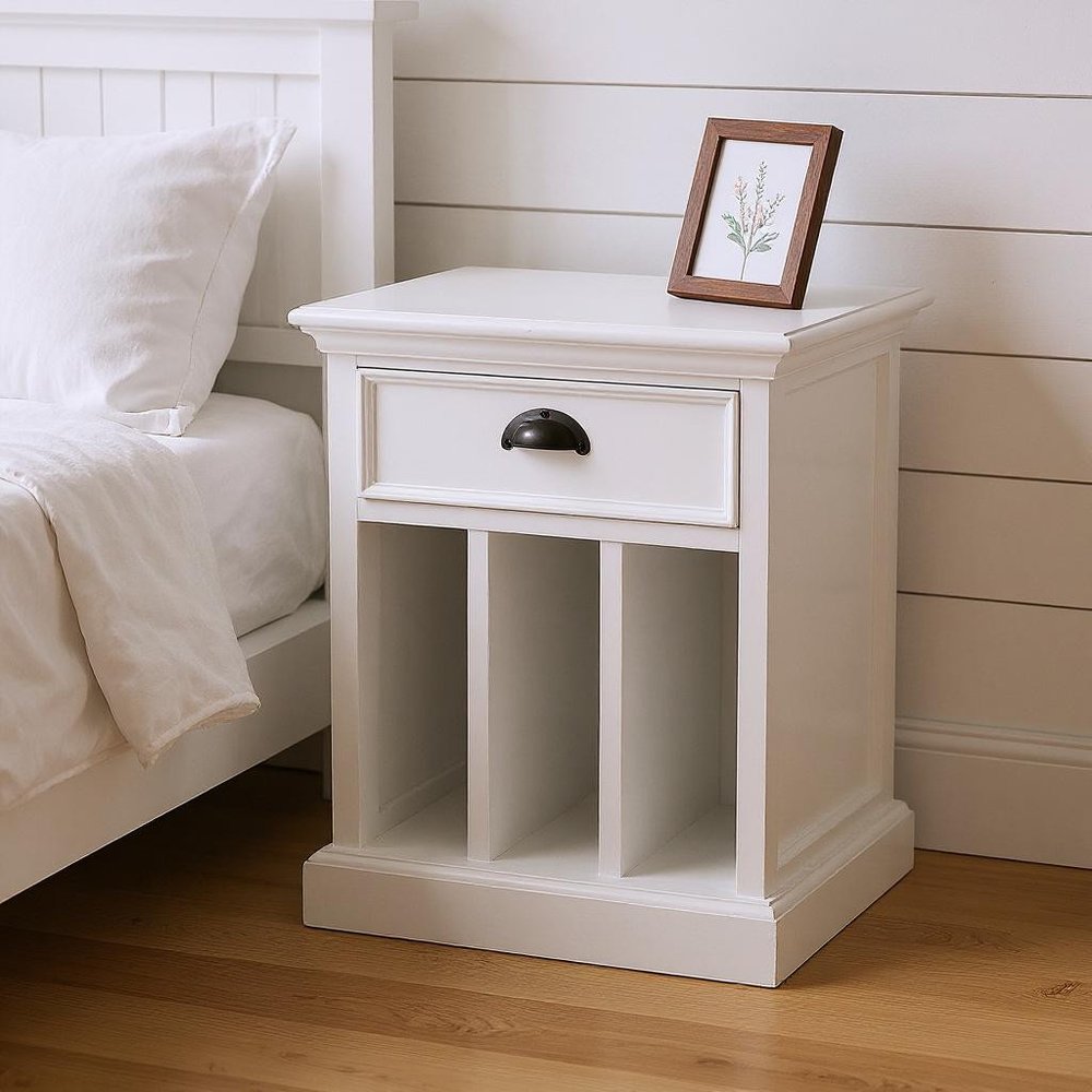 Solid Wood and Wood Nightstand - 24-inch