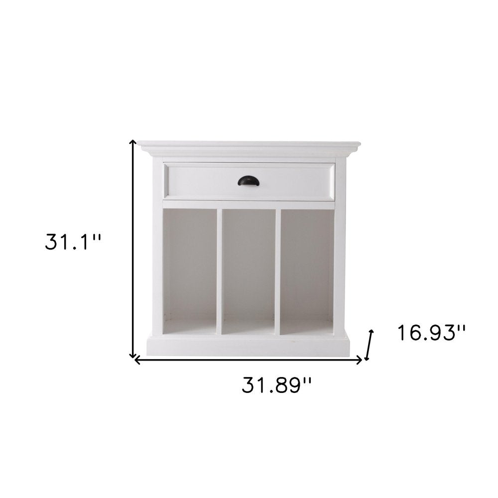 White Solid and Manufactured Wood Nightstand - 31-inch