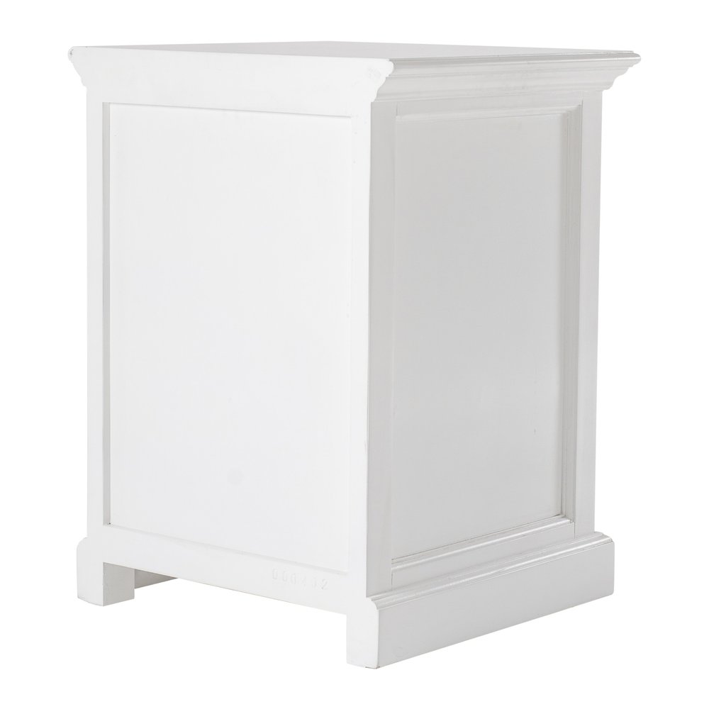 White Solid Wood Distressed One Drawer Nightstand - 24-inch