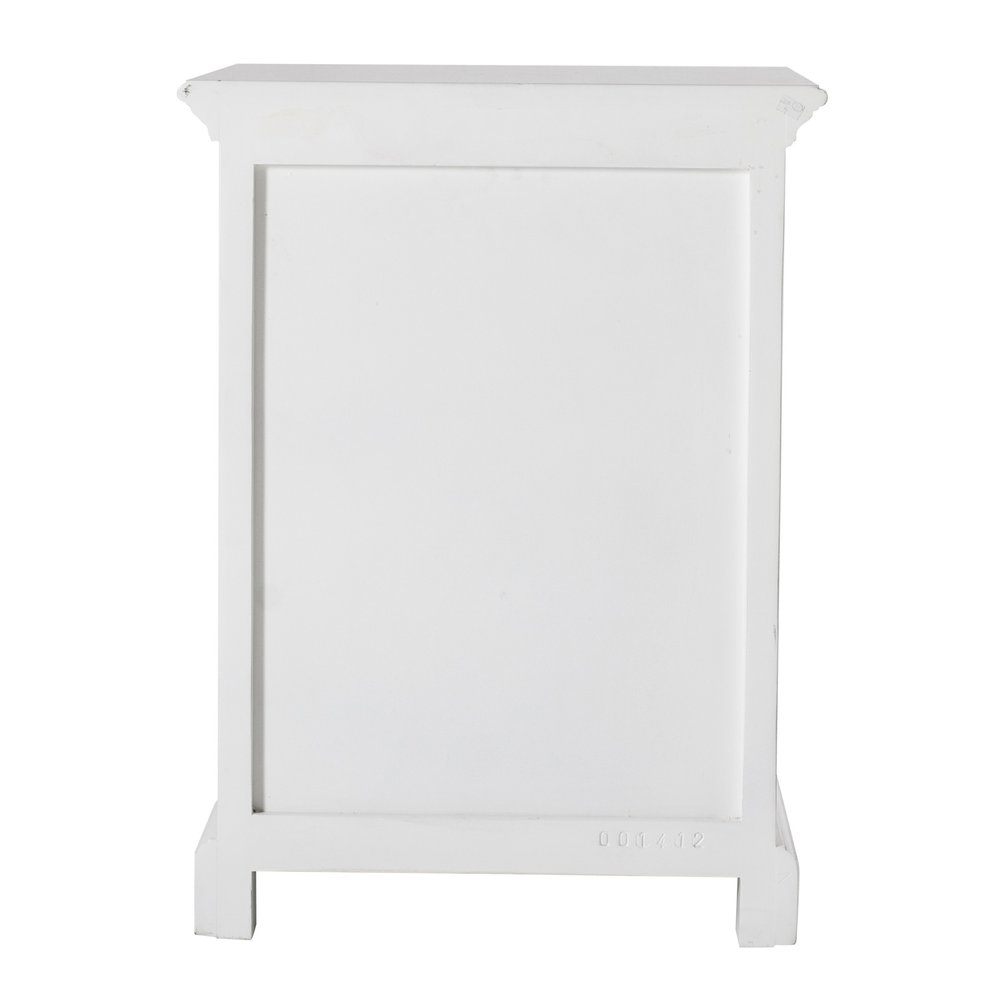 White Solid Wood Distressed One Drawer Nightstand - 24-inch