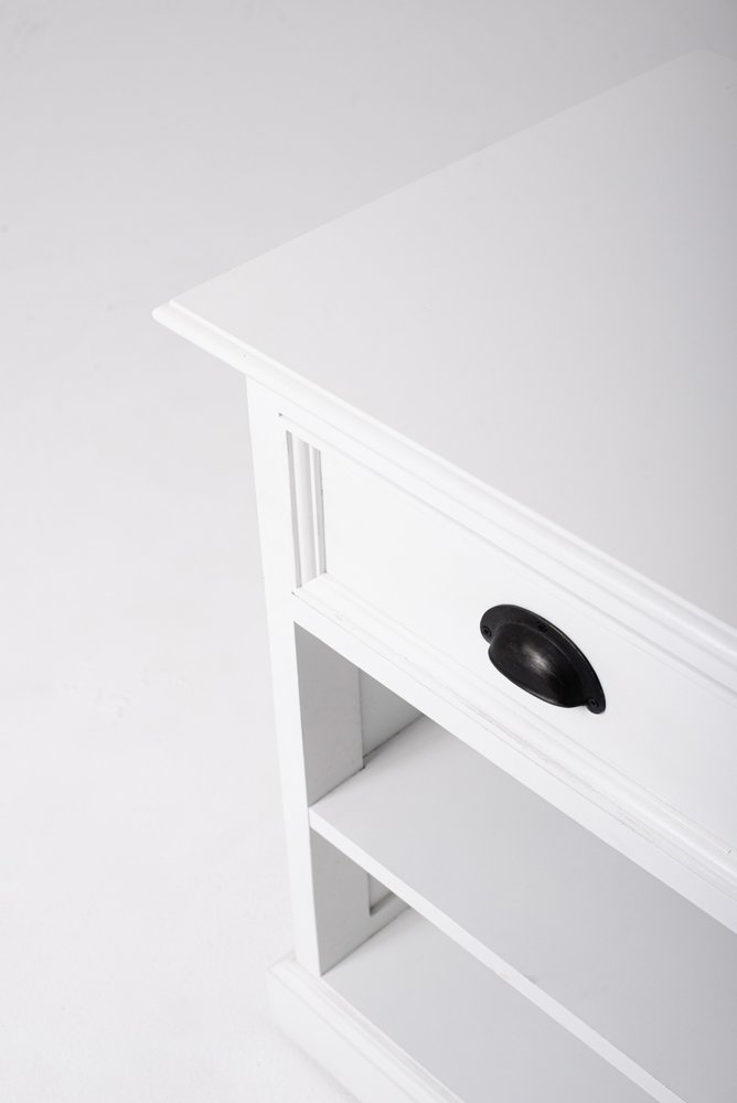 White Solid Wood Distressed One Drawer Nightstand - 24-inch