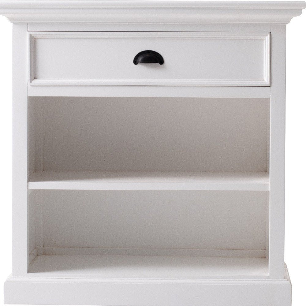 Classic White Large Nightstand with Shelves