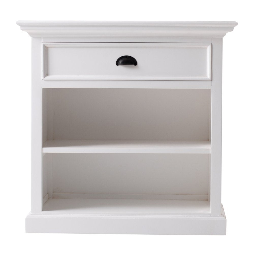 Classic White Large Nightstand with Shelves