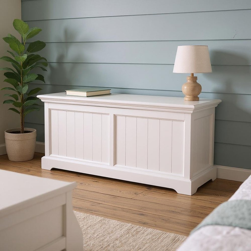 White Solid Wood Chest - 55-inch
