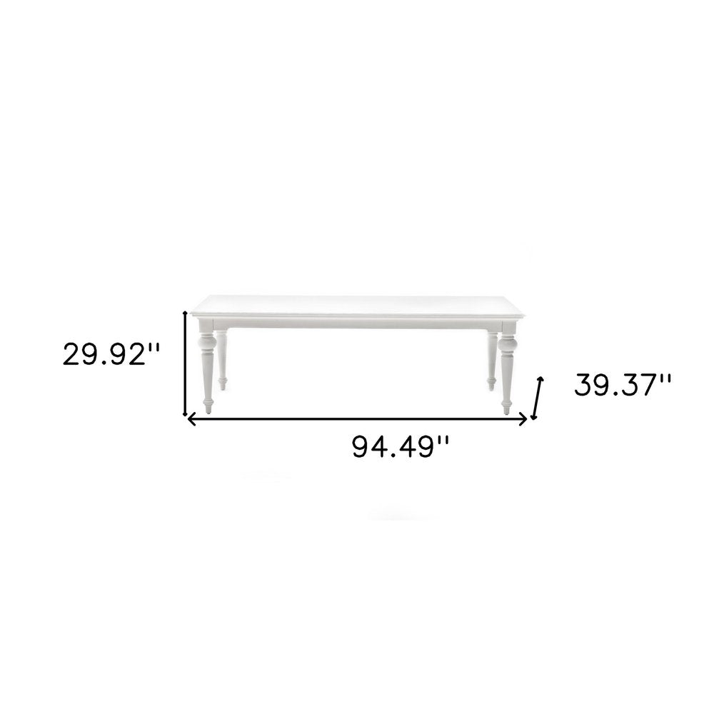 White Solid Wood Dining Table - 94-inch