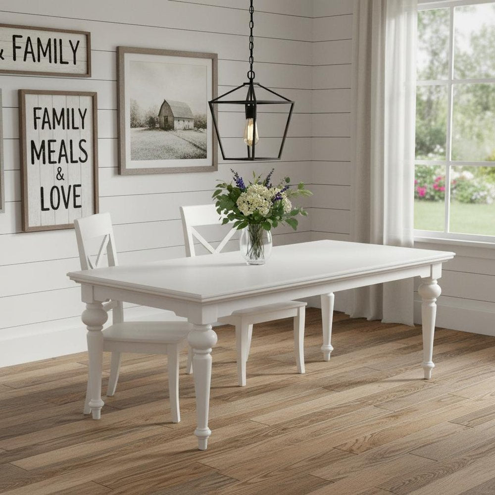 White Solid Wood Dining Table - 94-inch