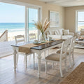 Dark Brown and White Solid Wood Dining Table - 94-inch