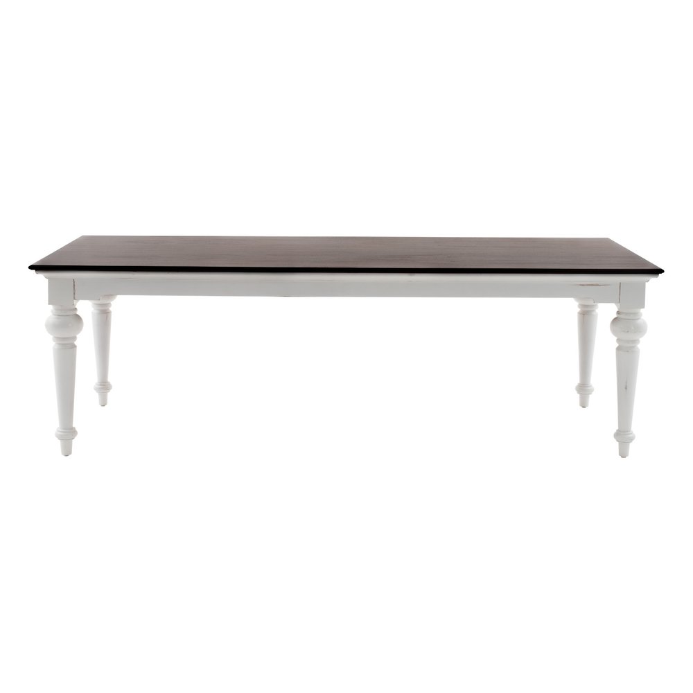 Dark Brown and White Solid Wood Dining Table - 94-inch