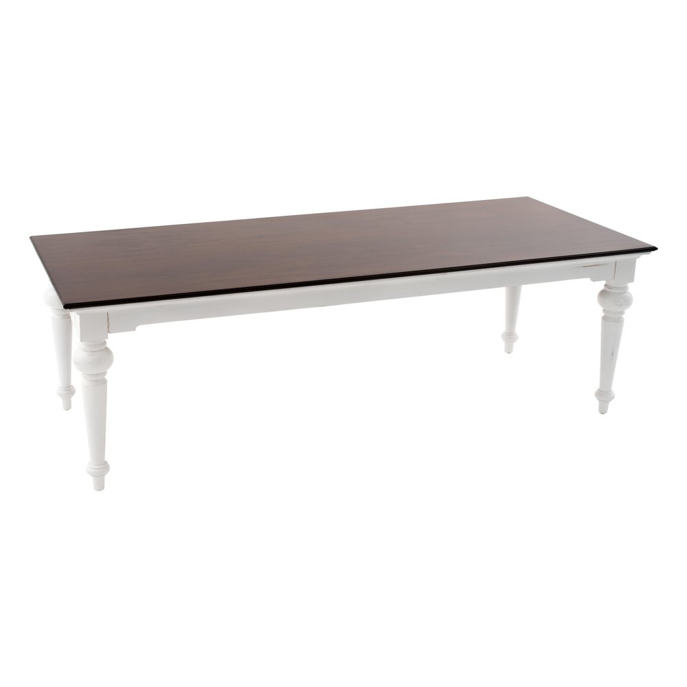 Dark Brown and White Solid Wood Dining Table - 94-inch