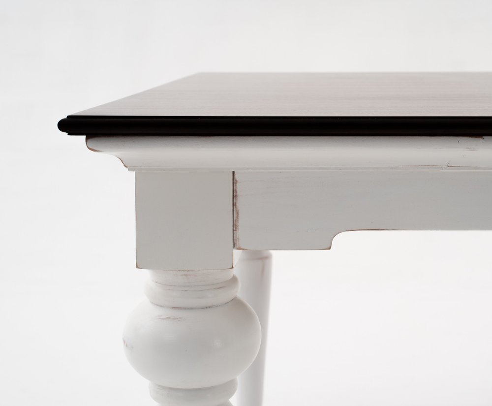 Dark Brown and White Solid Wood Dining Table - 94-inch