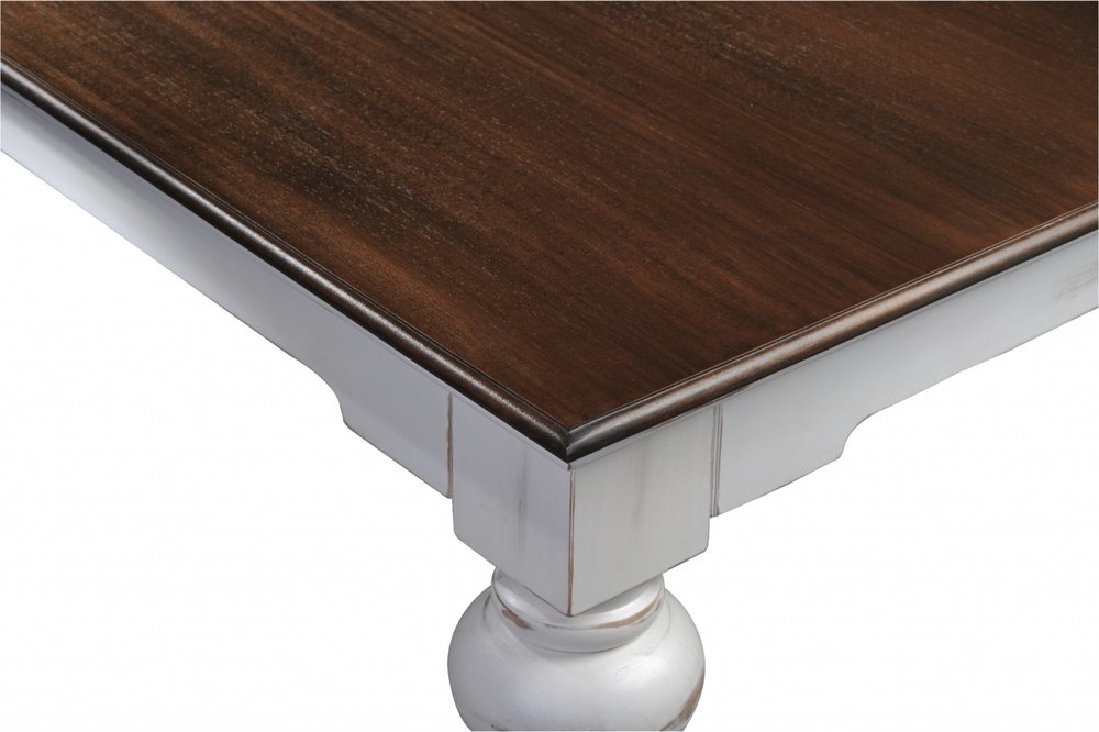 Dark Brown and White Solid Wood Dining Table - 94-inch