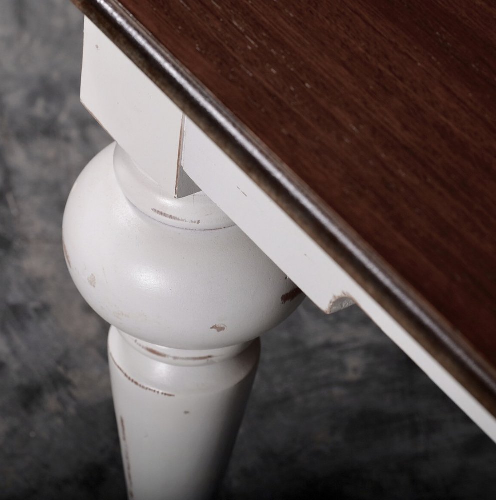 Dark Brown and White Solid Wood Dining Table - 94-inch
