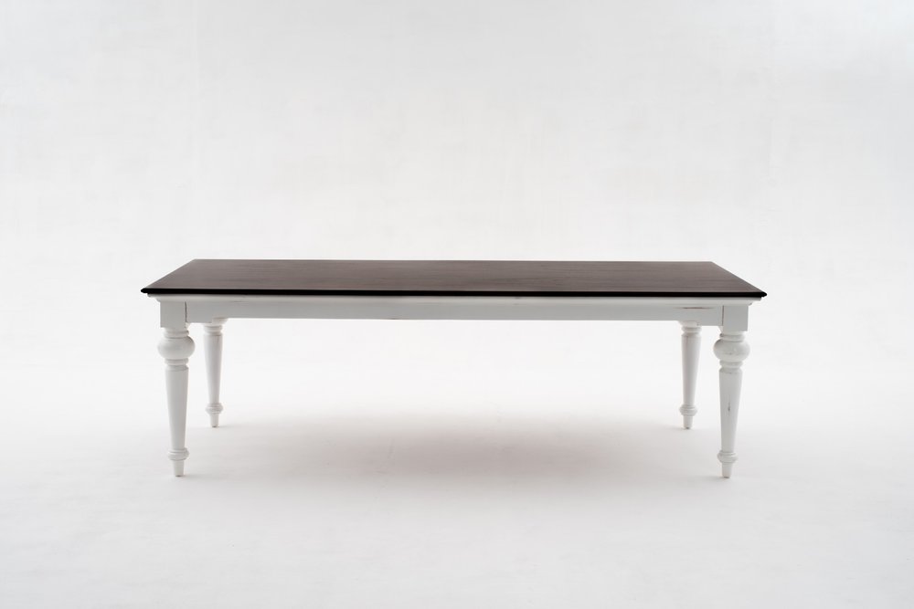 Dark Brown and White Solid Wood Dining Table - 94-inch
