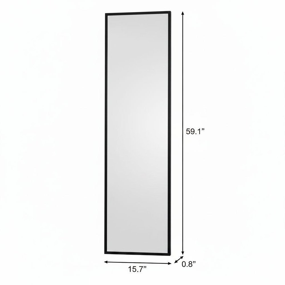 Black Metal Freestanding Framed Standing Mirror - 59-inch