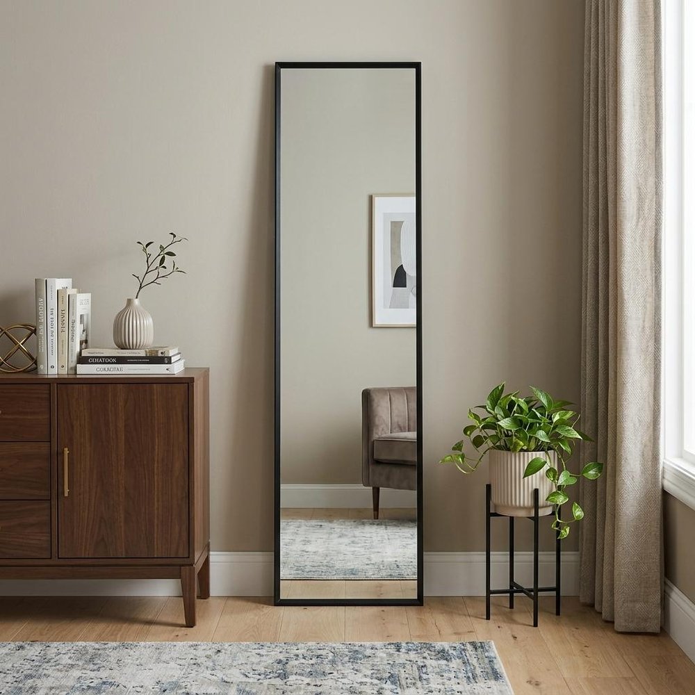 Black Metal Freestanding Framed Standing Mirror - 59-inch