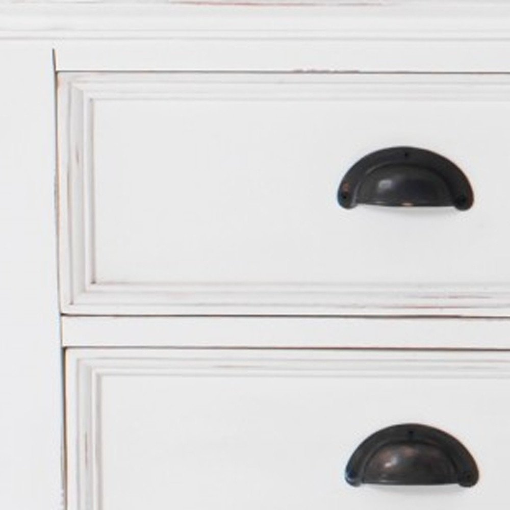 Distressed White and Brown Wood Entertainment Unit with Four Drawers