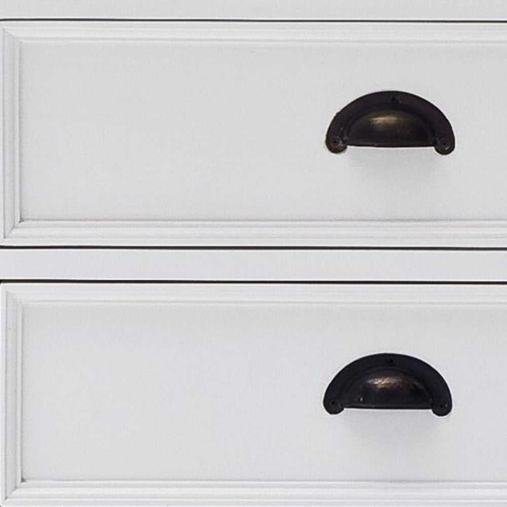White Solid Wood Drawers and Open Shelving Entertainment Center