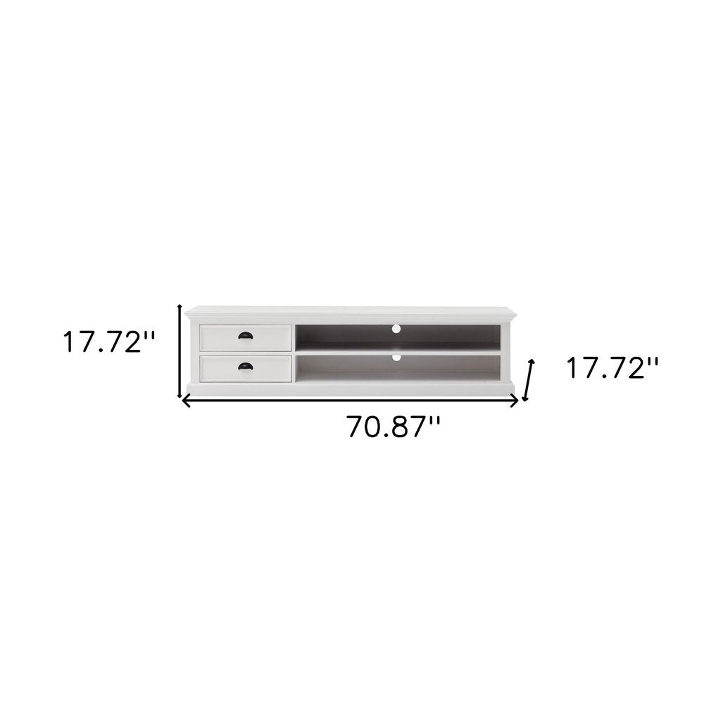 Classic White Entertainment Unit with Two Drawers - 71-inch
