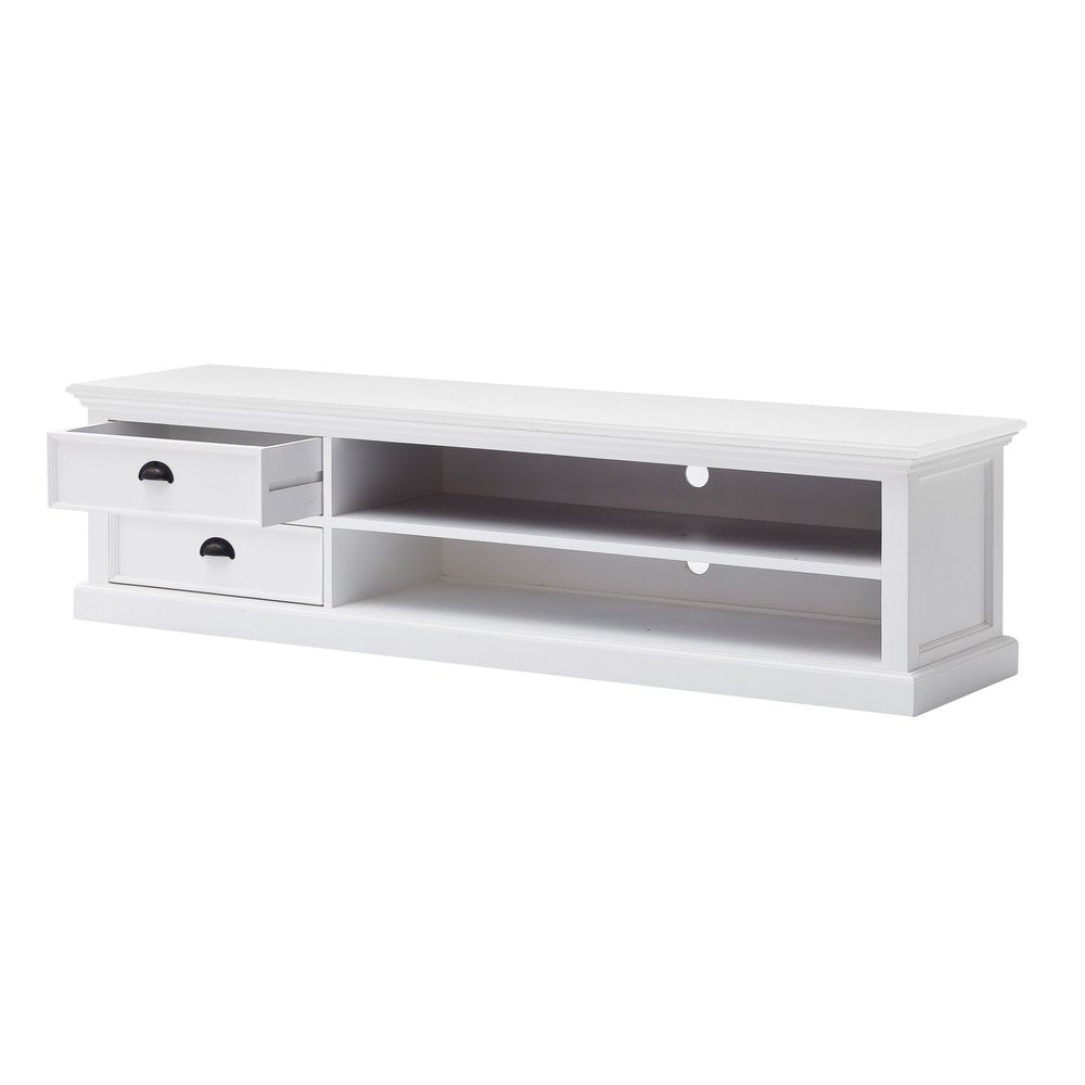Classic White Entertainment Unit with Two Drawers - 71-inch