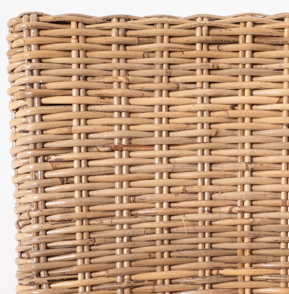 Set of Two Cream and Natural Rattan Dining Arm Chairs