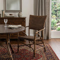 Set of Two Natural Rattan Open Back Dining Arm Chairs