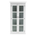 White Wood and Glass Double Door Storage Cabinet - 75-inch