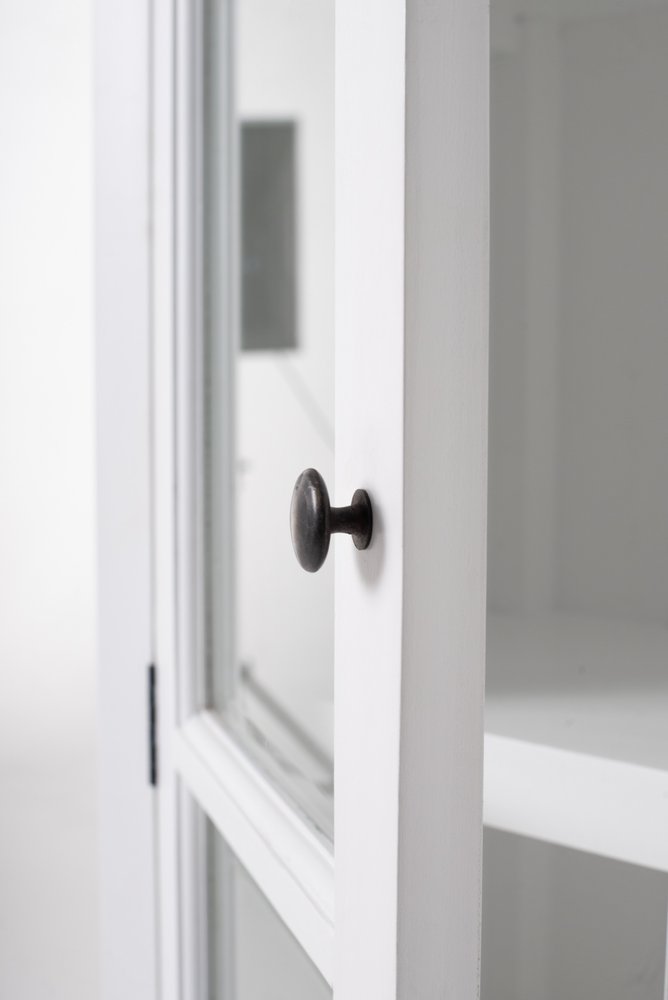 White Wood and Glass Double Door Storage Cabinet - 75-inch