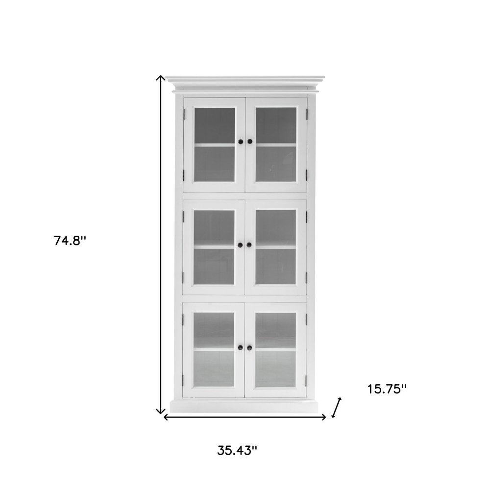 White Solid Wood Frame Standard Accent Cabinet with Six Shelves - 35-inch