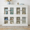 White Wood and Glass Two Level Storage Cabinet - 52-inch