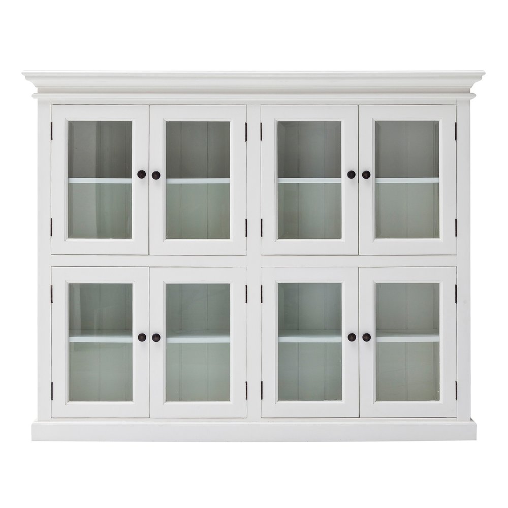 White Wood and Glass Two Level Storage Cabinet - 52-inch