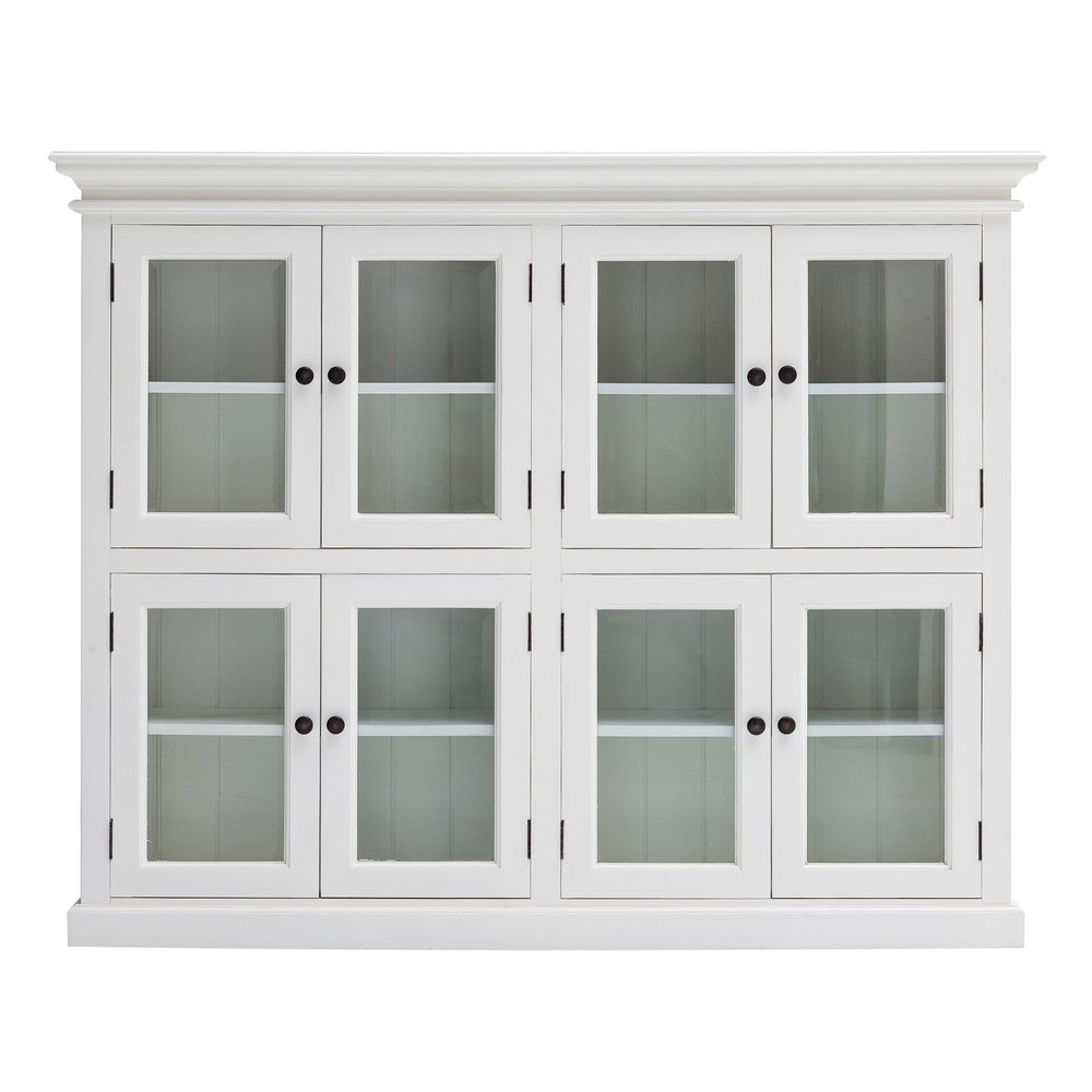 White Wood and Glass Two Level Storage Cabinet - 52-inch