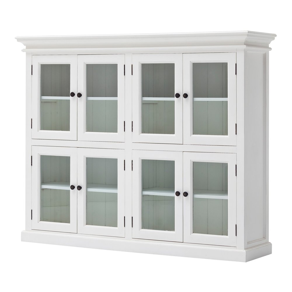 White Wood and Glass Two Level Storage Cabinet - 52-inch