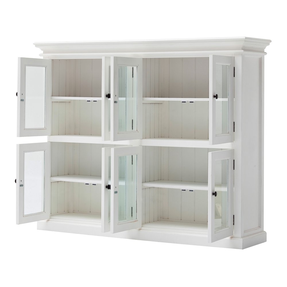 White Wood and Glass Two Level Storage Cabinet - 52-inch
