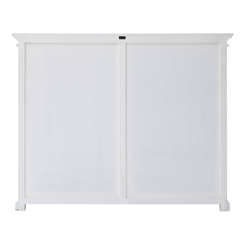 White Wood and Glass Two Level Storage Cabinet - 52-inch
