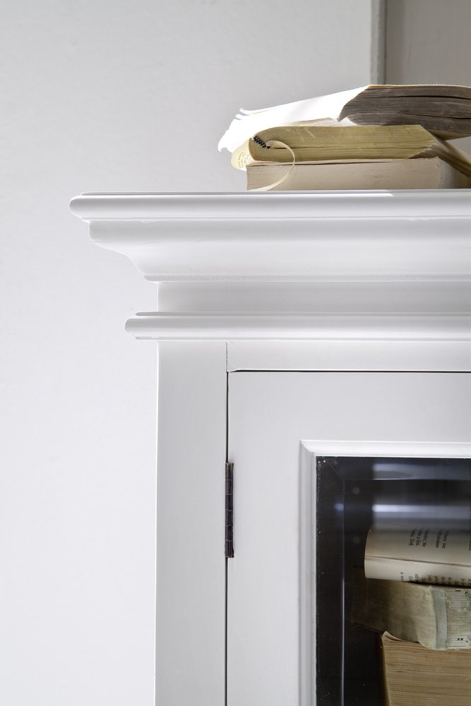 White Wood and Glass Two Level Storage Cabinet - 52-inch
