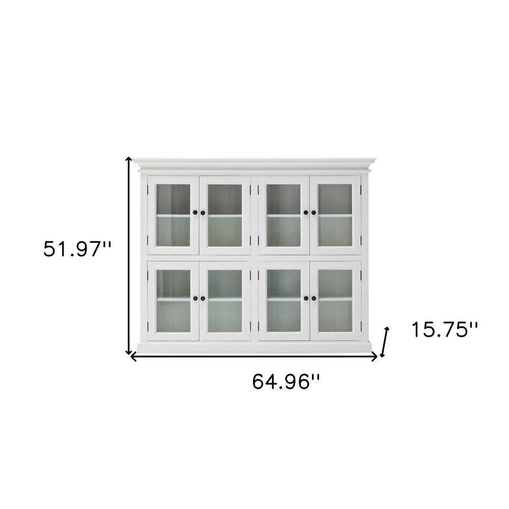 White Wood and Glass Two Level Storage Cabinet - 52-inch