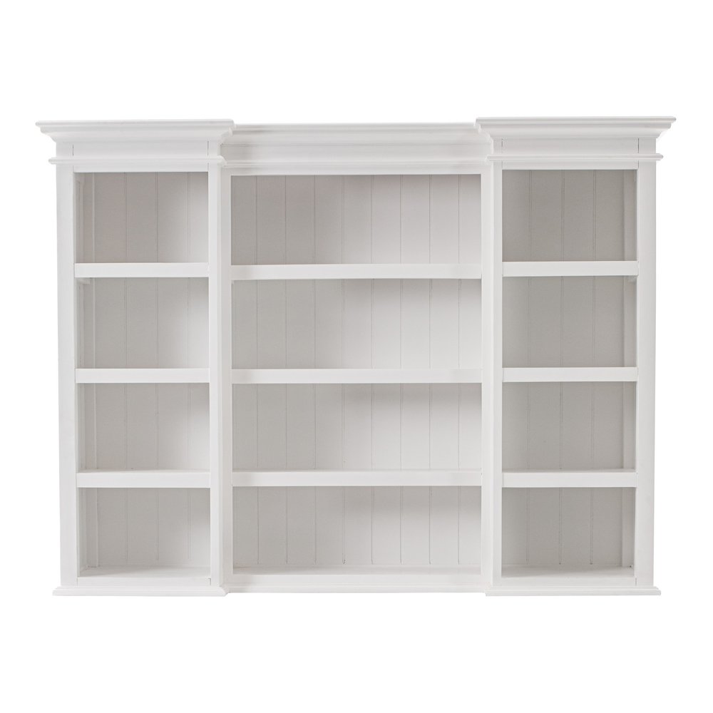 White Dining Hutch with Twelve Shelves and Three Drawers - 71-inch