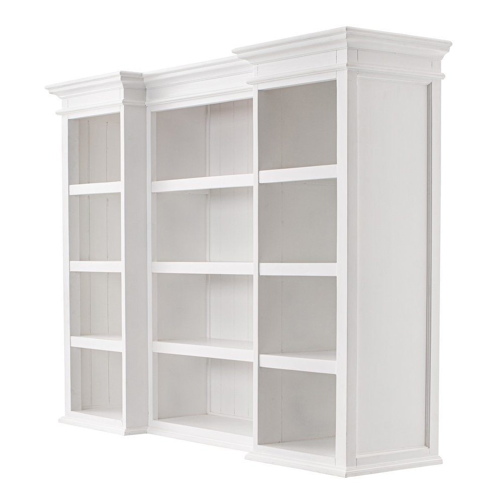 White Dining Hutch with Twelve Shelves and Three Drawers - 71-inch